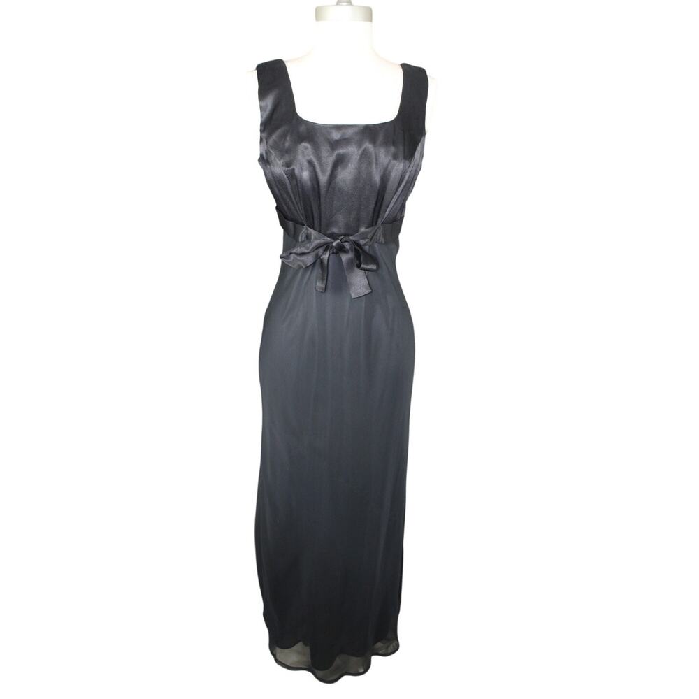 XOXO Vintage 90s Y2K Black Maxi Prom Dress Evening Gown Empire Waist Bow Size 7
